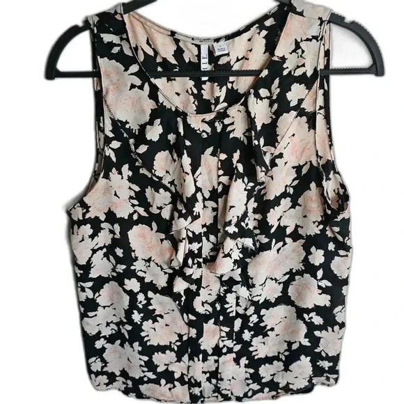 Elle Tops - Elle Floral Black Top Large